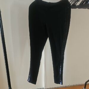 INC International Concepts Black Sequin Side-Stripe Leggings